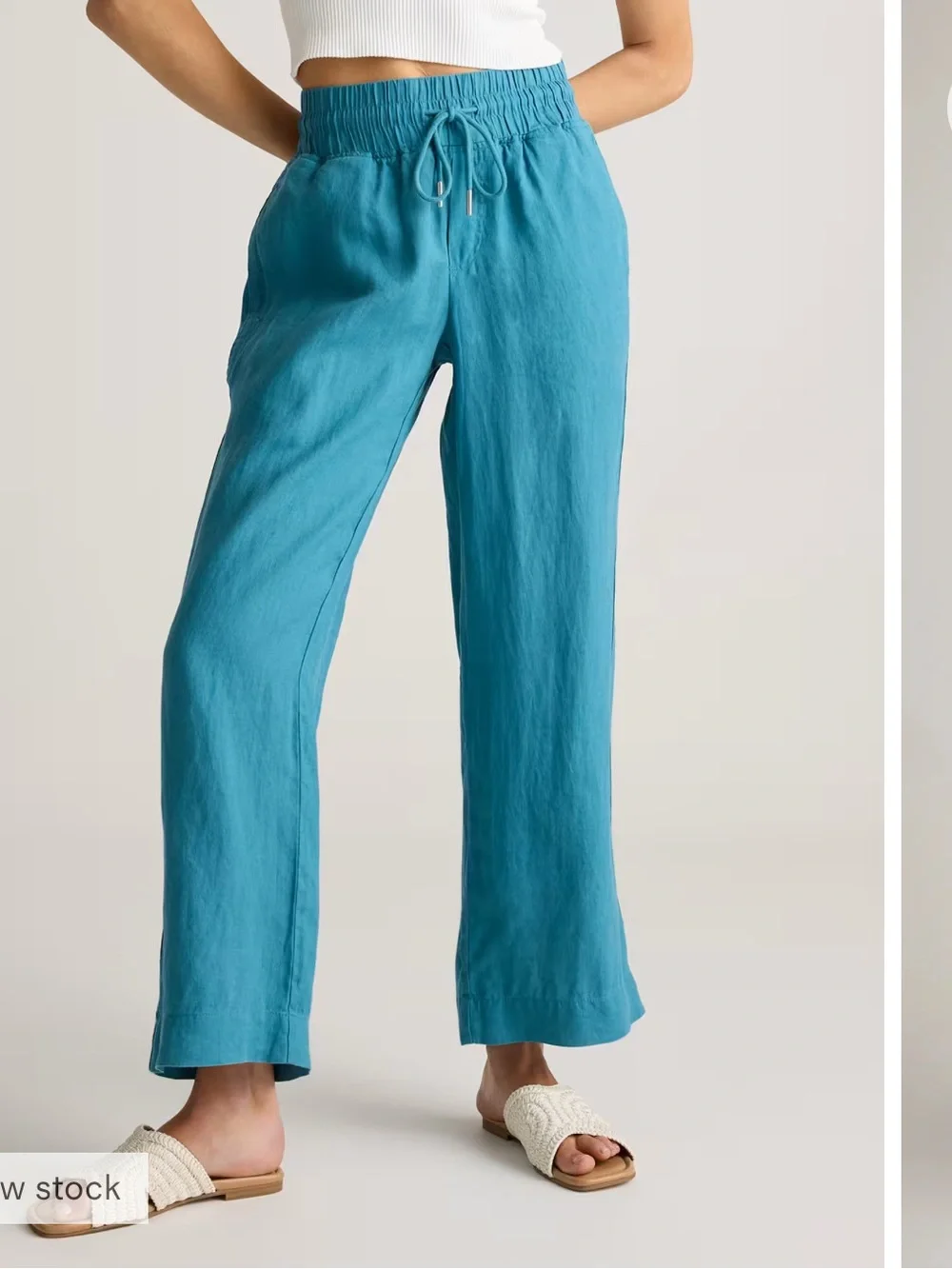 Quince 100% European Wide Leg Linen Pants Mineral Blue Sz S NEW
